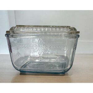 Vintage Fire King Clear Glass Refrigerator Dish - Elegant Retro Storage With Lid